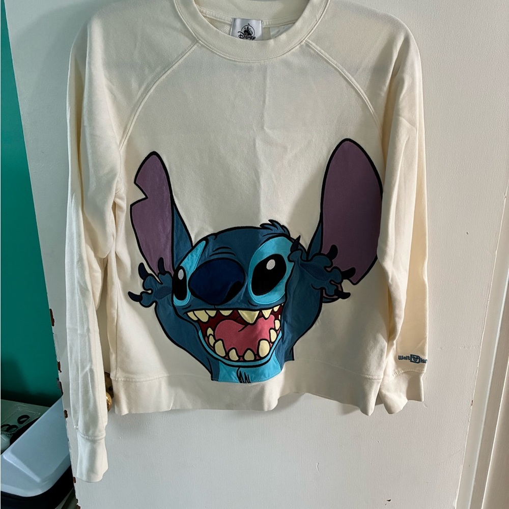 Disney Cream Sweatshirt with Blue Stitch Design